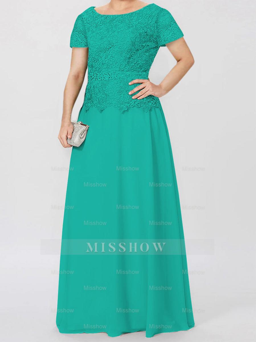 Short-Sleeve A-Line Princess Mother of the Bride Dress with Applique and Sequins