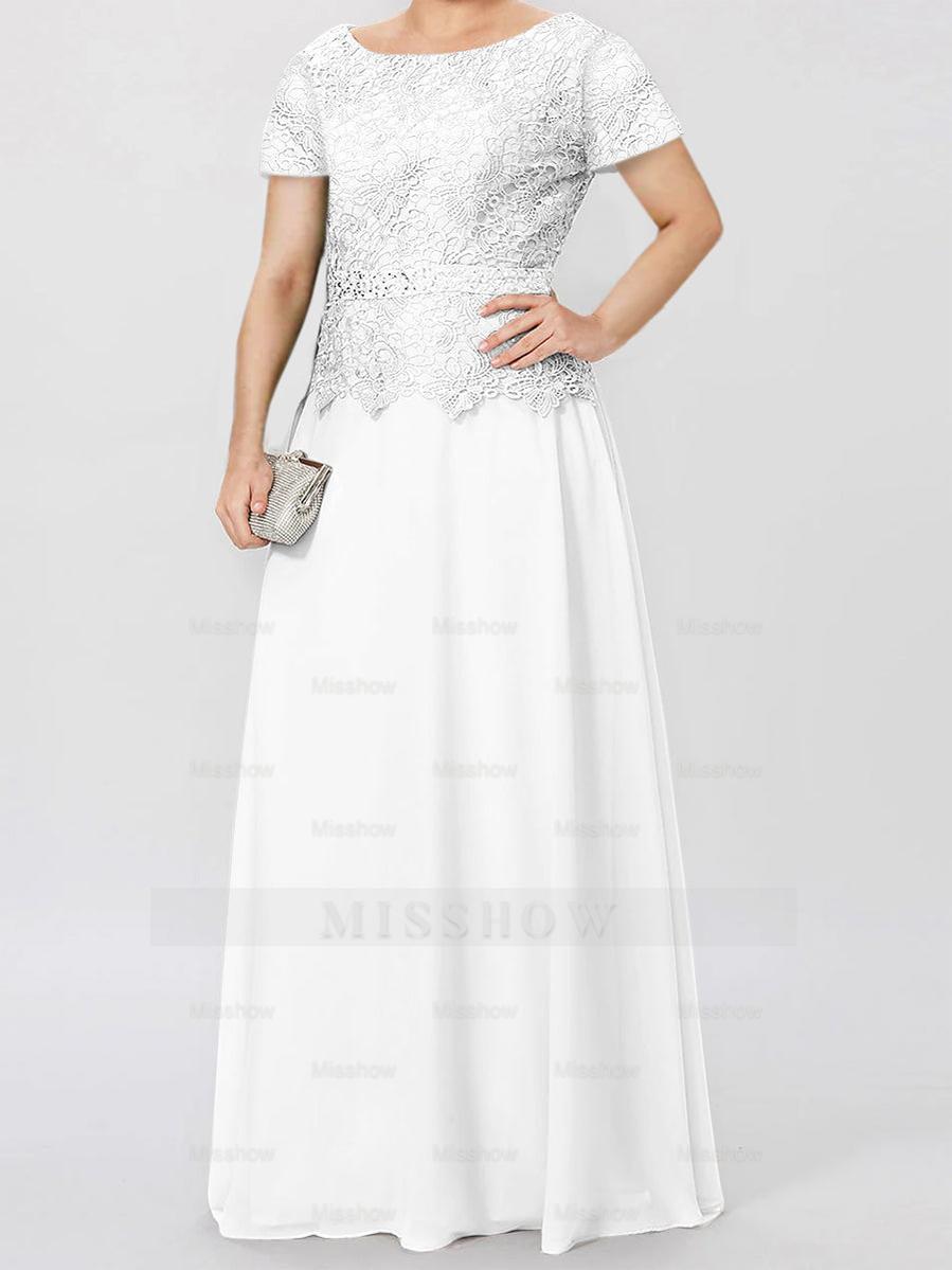 Short-Sleeve A-Line Princess Mother of the Bride Dress with Applique and Sequins
