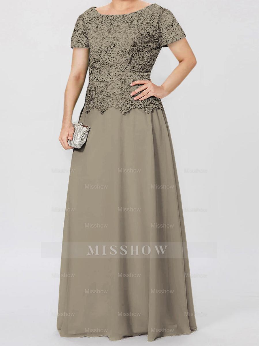 Short-Sleeve A-Line Princess Mother of the Bride Dress with Applique and Sequins