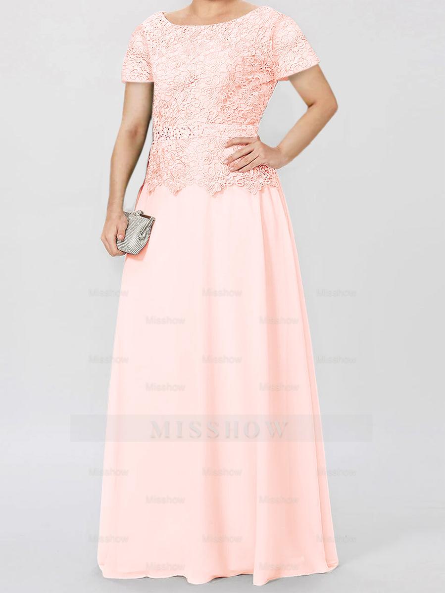 Short-Sleeve A-Line Princess Mother of the Bride Dress with Applique and Sequins