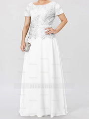 Short-Sleeve A-Line Princess Mother of the Bride Dress with Applique and Sequins