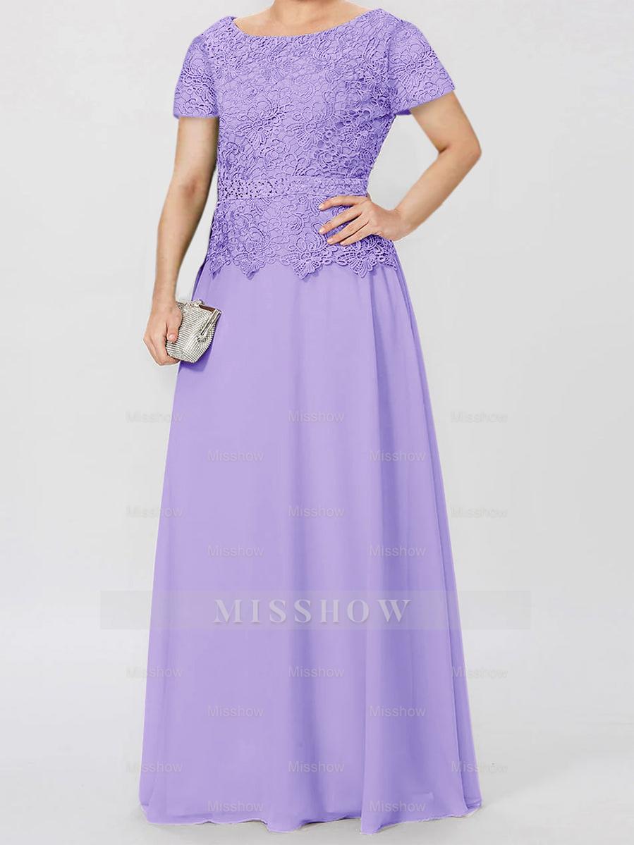 Short-Sleeve A-Line Princess Mother of the Bride Dress with Applique and Sequins