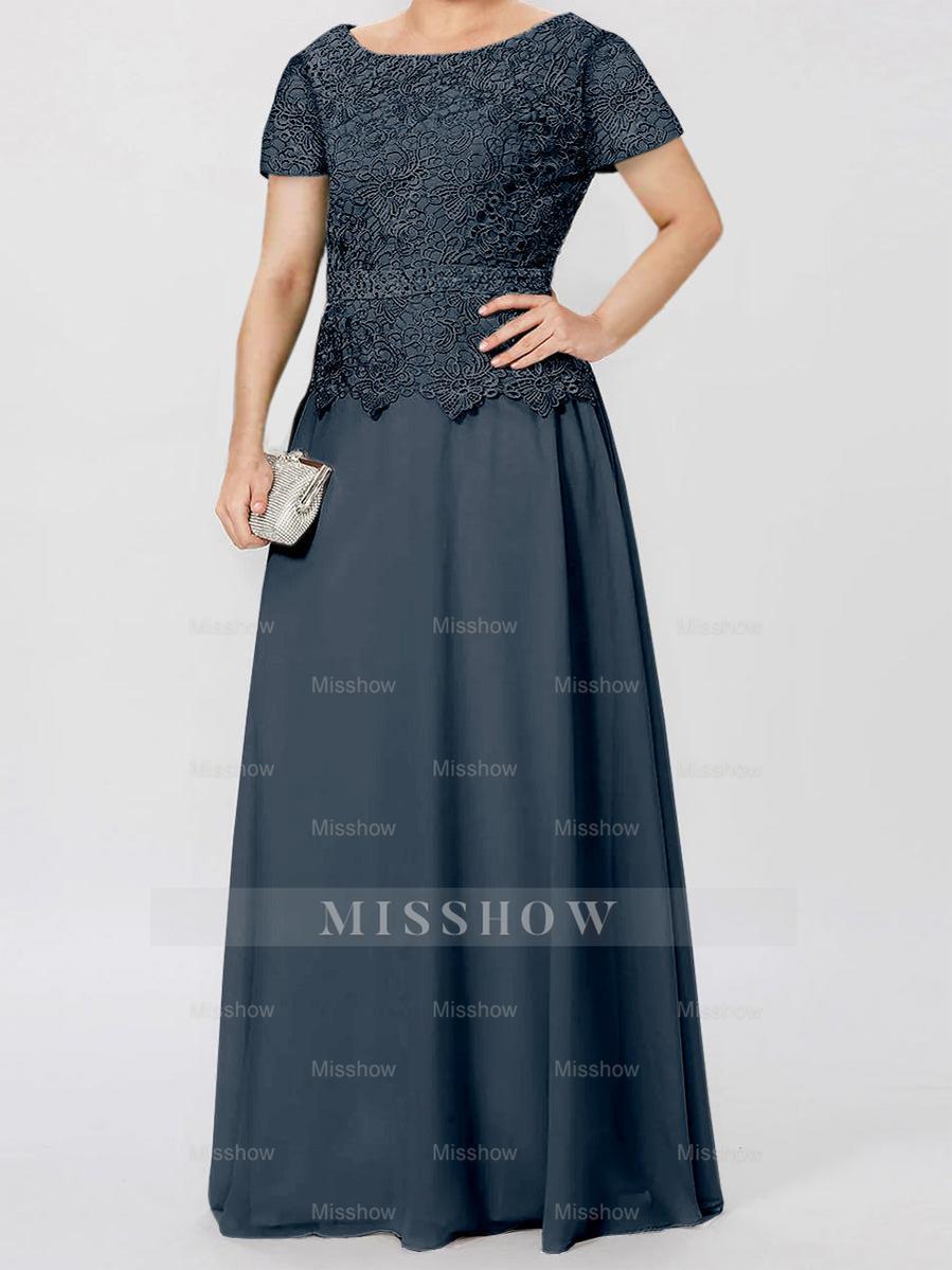 Short-Sleeve A-Line Princess Mother of the Bride Dress with Applique and Sequins