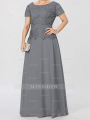Short-Sleeve A-Line Princess Mother of the Bride Dress with Applique and Sequins