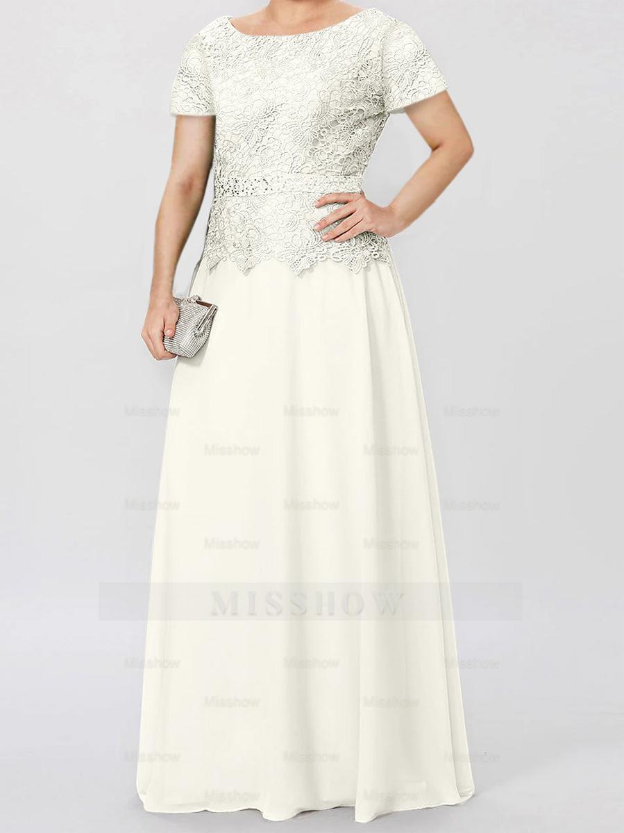 Short-Sleeve A-Line Princess Mother of the Bride Dress with Applique and Sequins