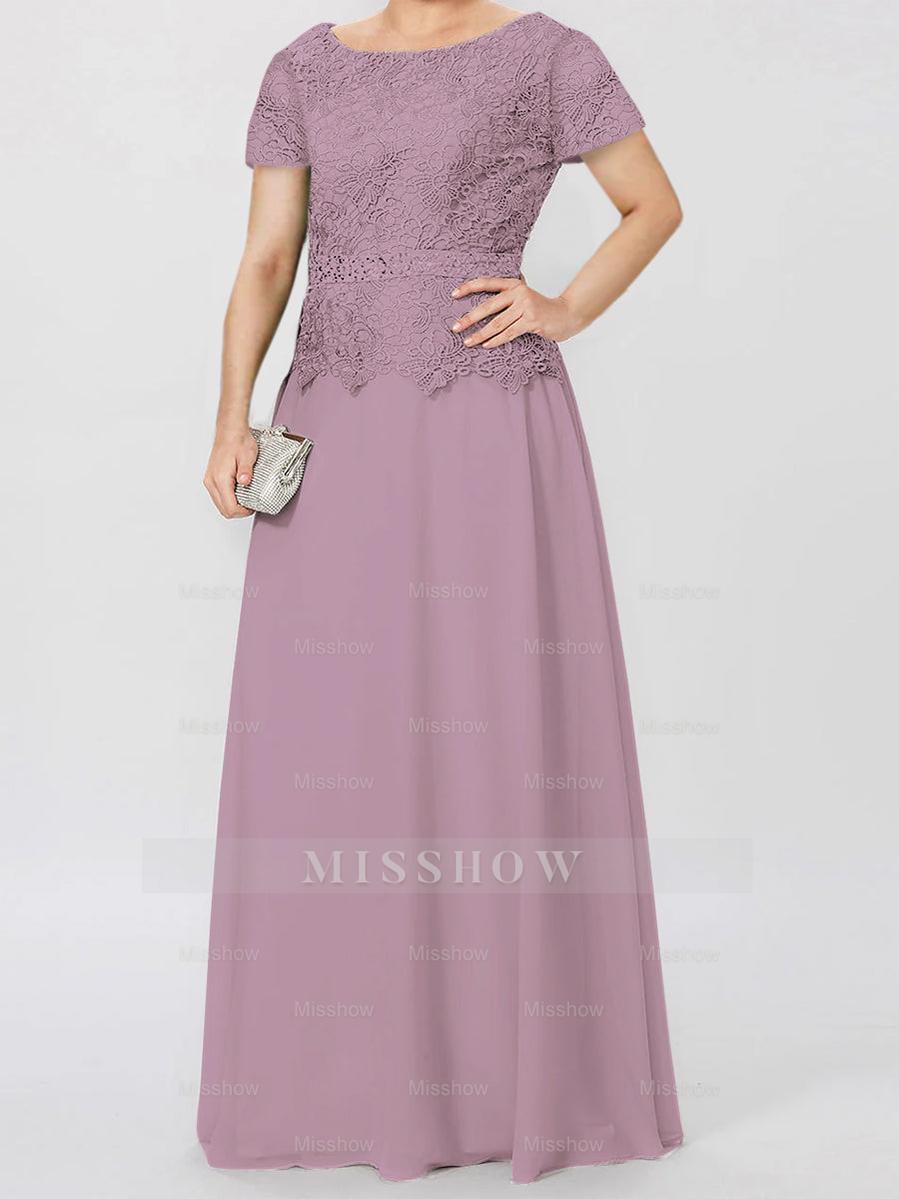 Short-Sleeve A-Line Princess Mother of the Bride Dress with Applique and Sequins