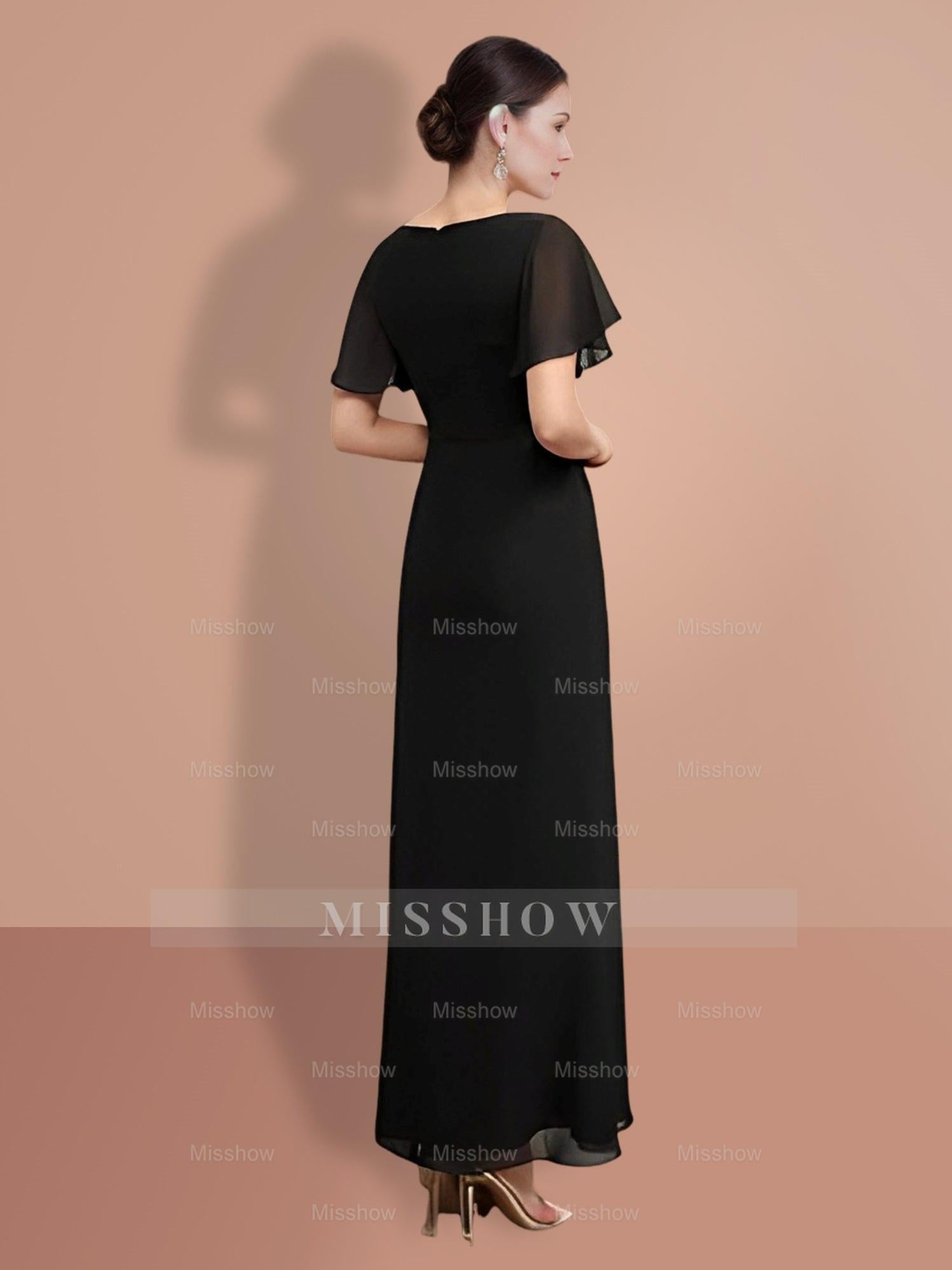 Short Sleeve Ankle-Length Sheath Mother of the Bride Dresses