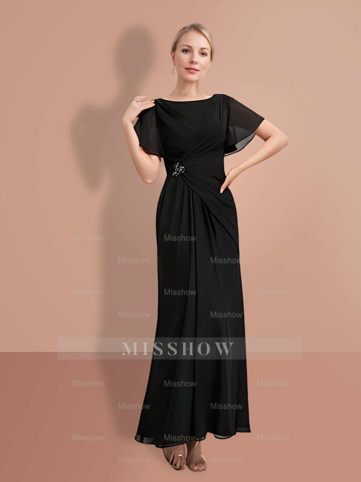 Short Sleeve Ankle-Length Sheath Mother of the Bride Dresses