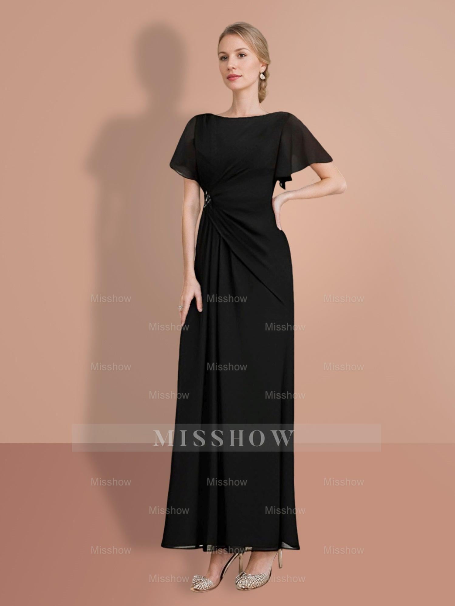 Short Sleeve Ankle-Length Sheath Mother of the Bride Dresses