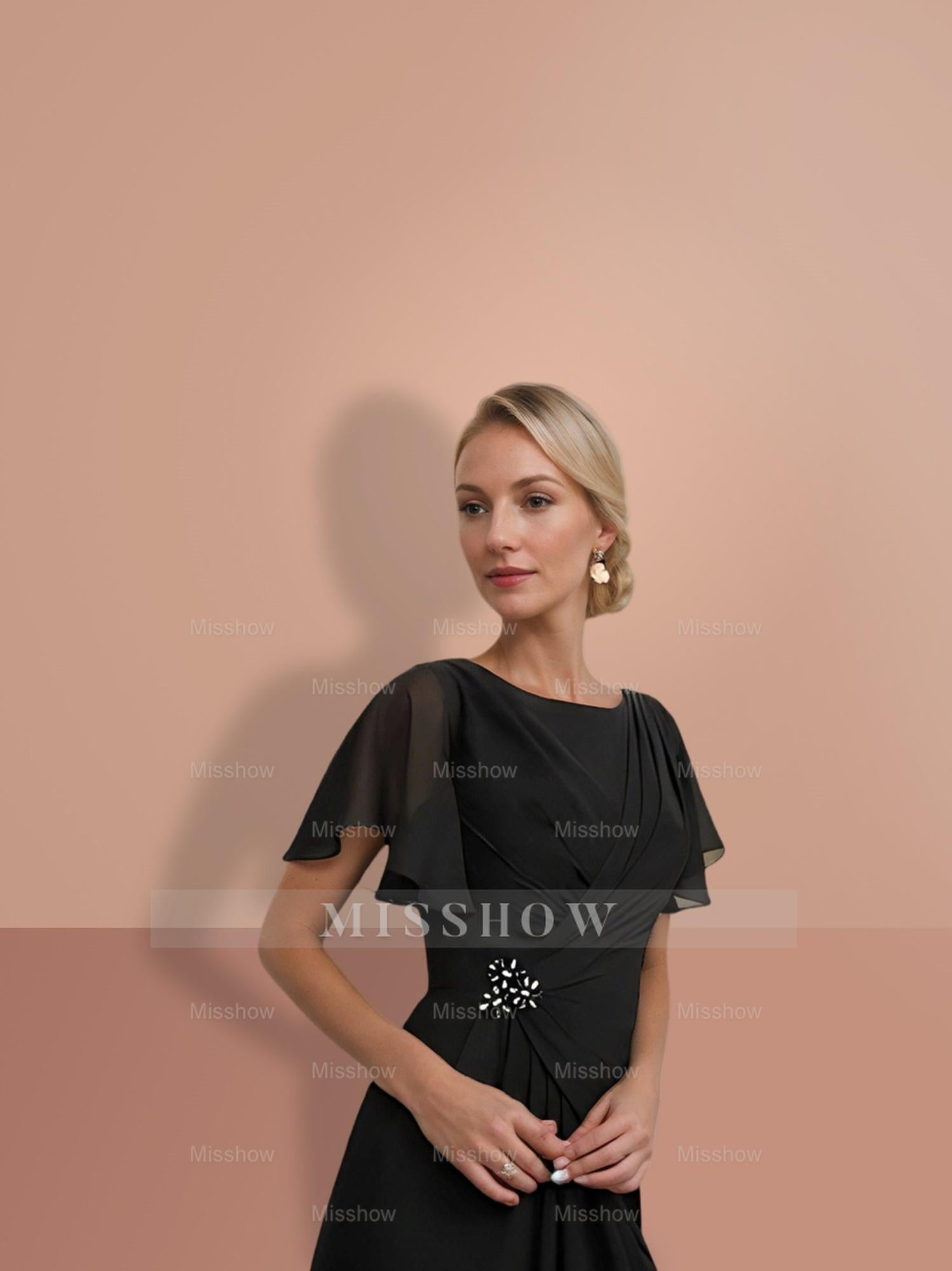 Short Sleeve Ankle-Length Sheath Mother of the Bride Dresses