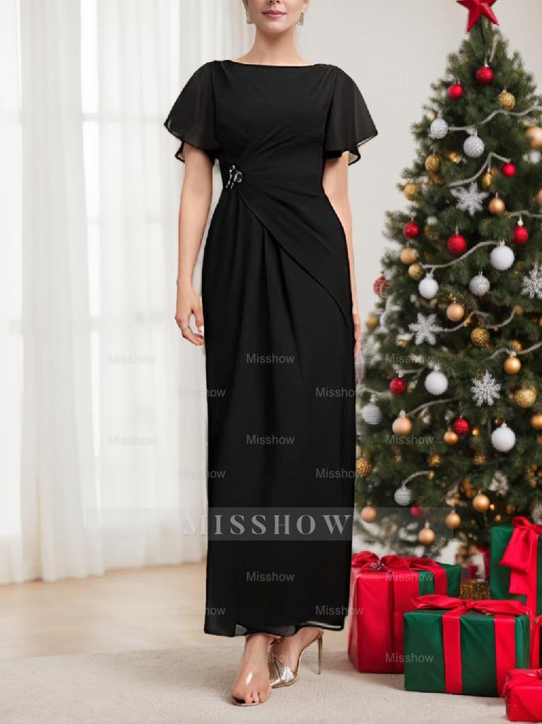 Short Sleeve Ankle-Length Sheath Mother of the Bride Dresses