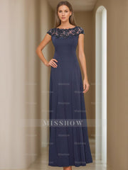 Short Sleeve Floor-Length A-Line Princess Jewel Neck Mother of the Bride Dress with Appliques