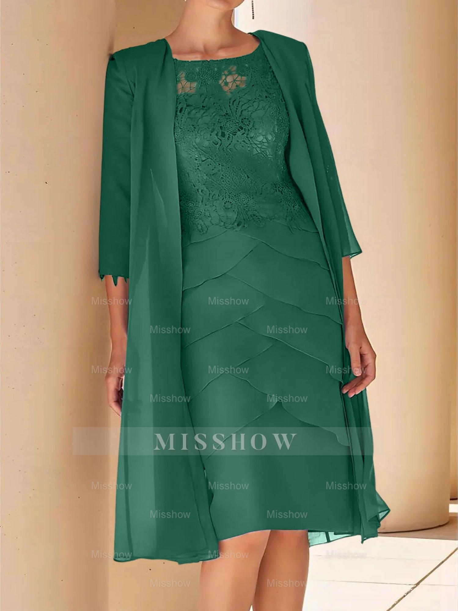 Short Sleeve Knee-Length Lace Sheath Dress for the Mother of the Bride
