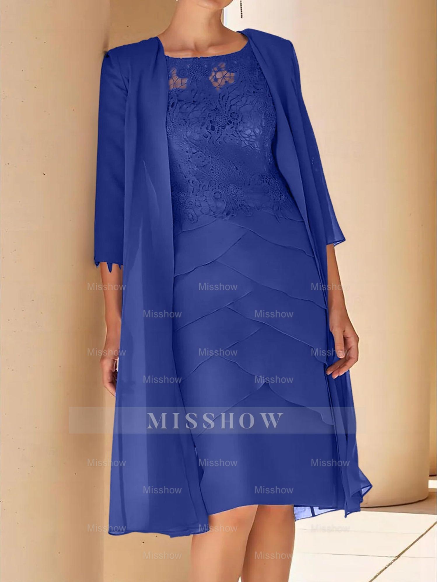 Short Sleeve Knee-Length Lace Sheath Dress for the Mother of the Bride