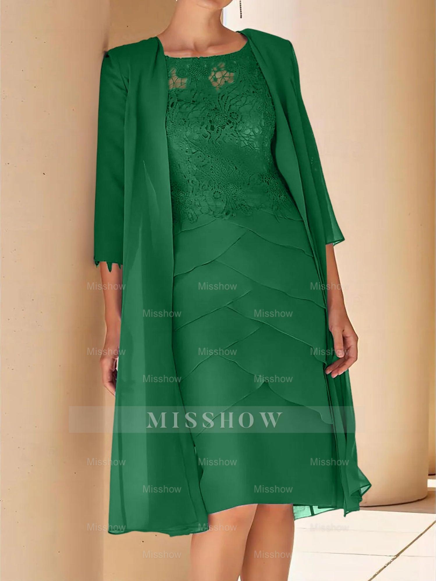 Short Sleeve Knee-Length Lace Sheath Dress for the Mother of the Bride