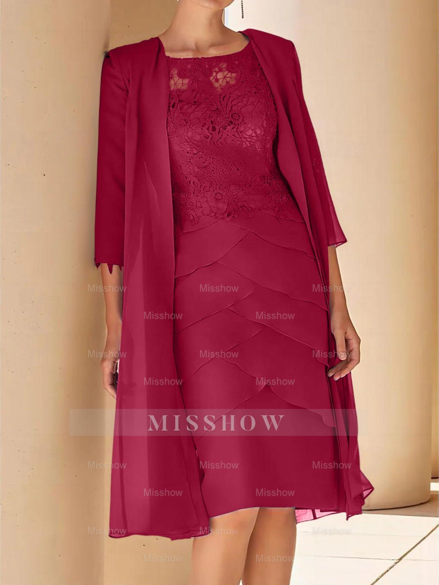 Short Sleeve Knee-Length Lace Sheath Dress for the Mother of the Bride