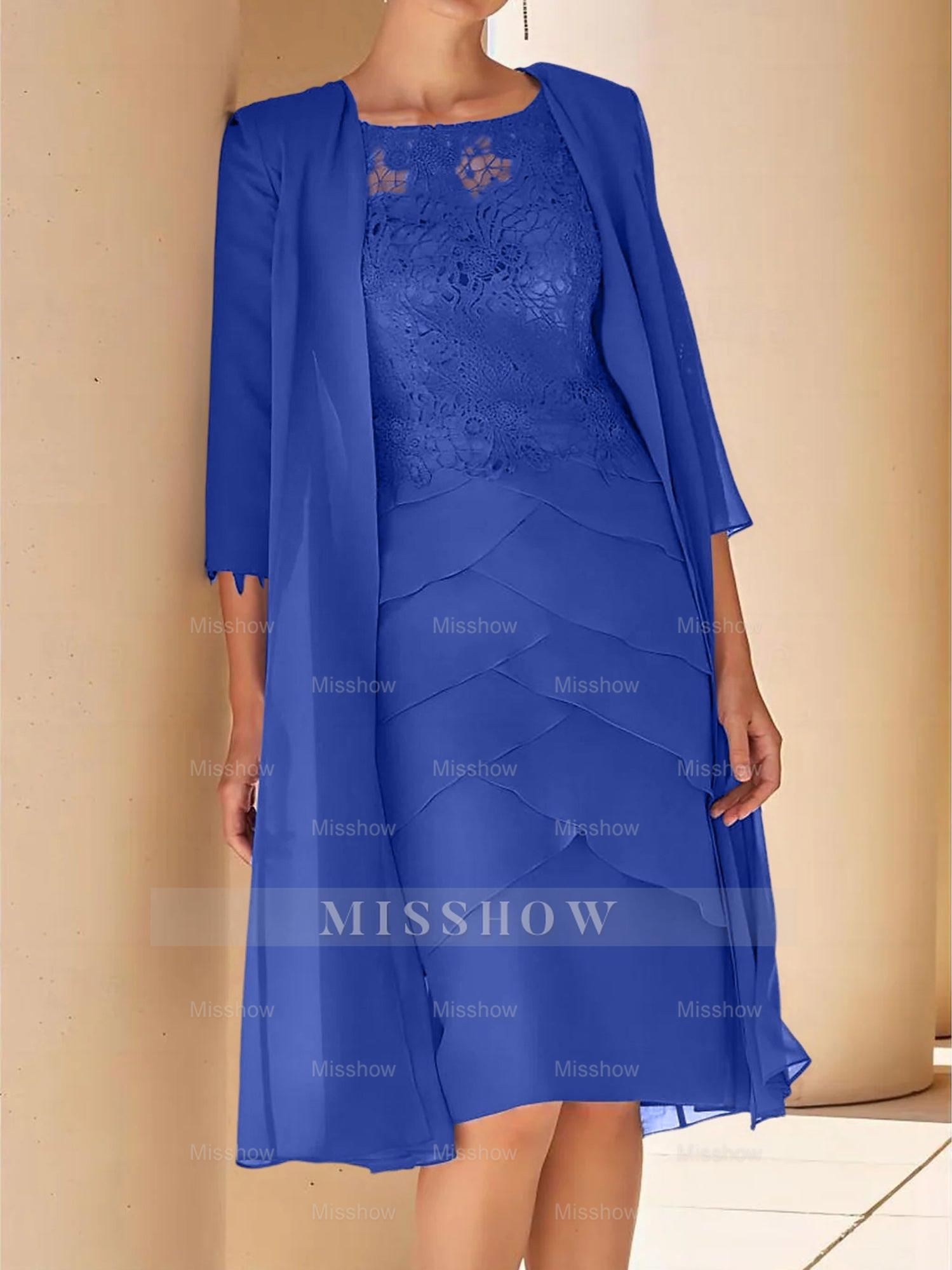 Short Sleeve Knee-Length Lace Sheath Dress for the Mother of the Bride