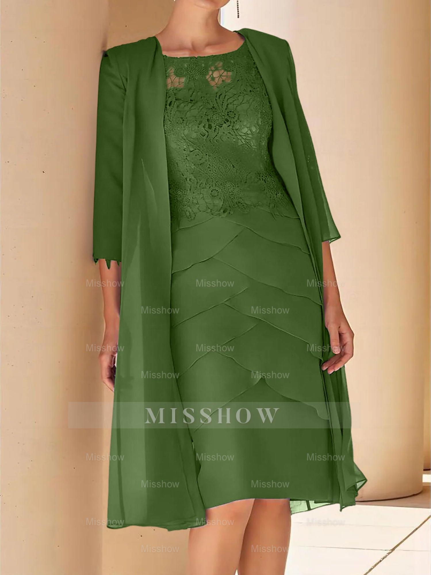 Short Sleeve Knee-Length Lace Sheath Dress for the Mother of the Bride