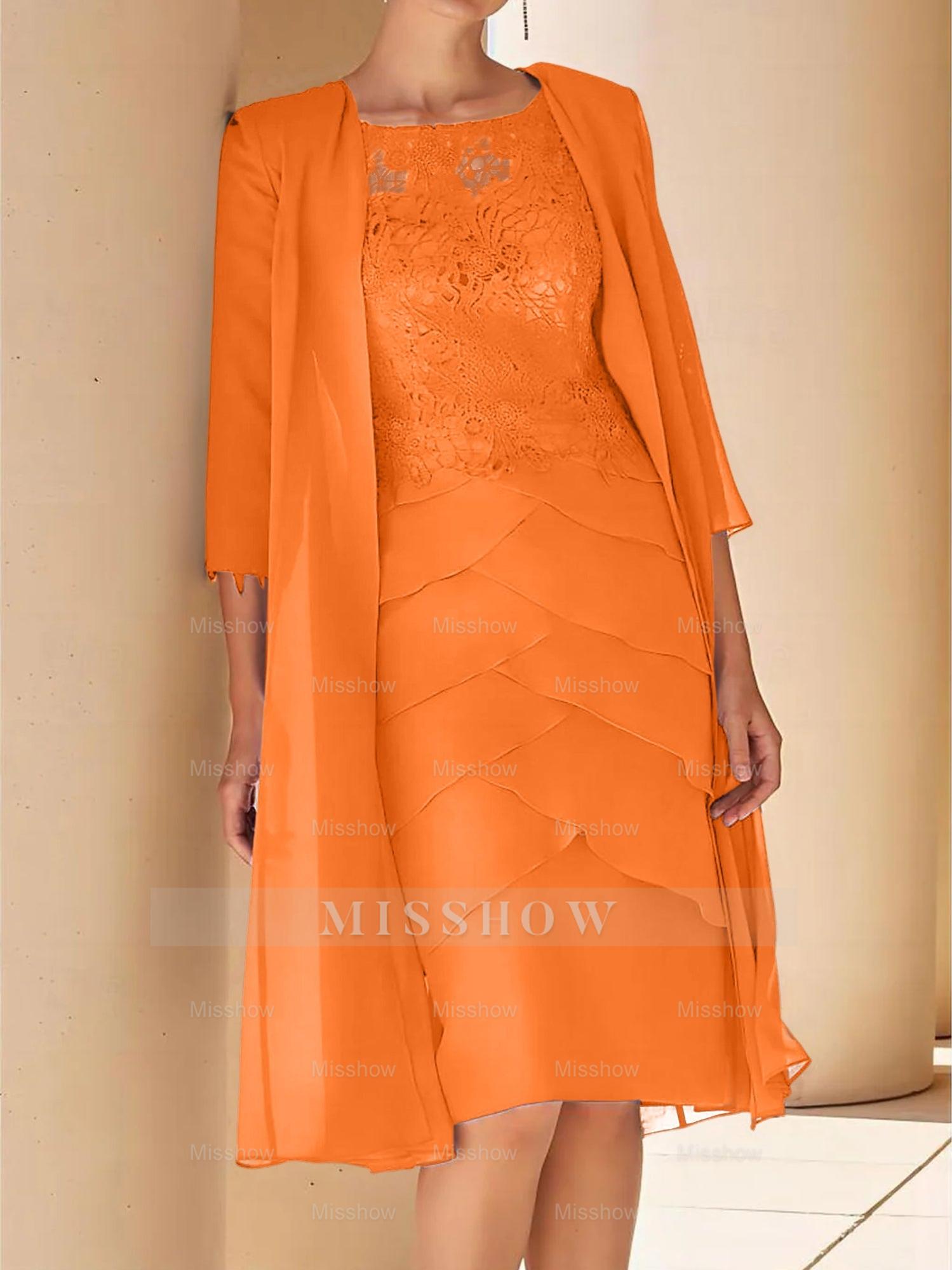 Short Sleeve Knee-Length Lace Sheath Dress for the Mother of the Bride