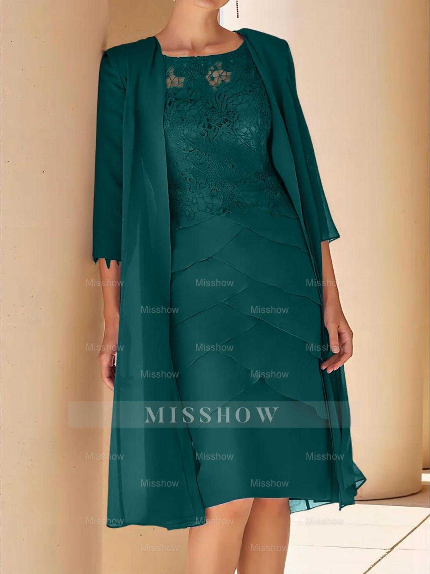 Short Sleeve Knee-Length Lace Sheath Dress for the Mother of the Bride
