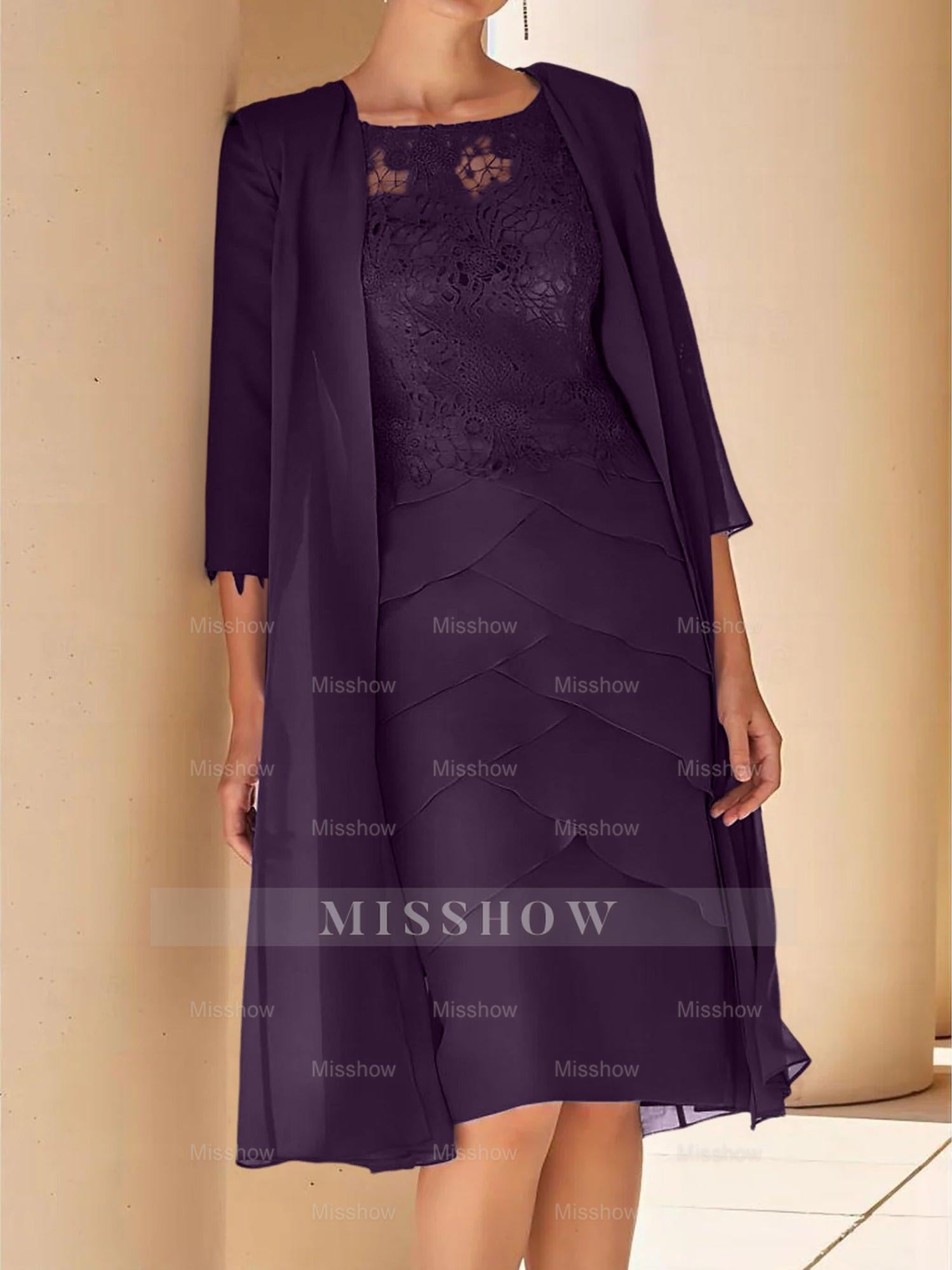 Short Sleeve Knee-Length Lace Sheath Dress for the Mother of the Bride