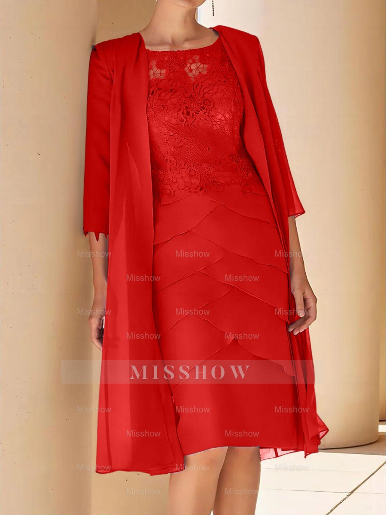 Short Sleeve Knee-Length Lace Sheath Dress for the Mother of the Bride