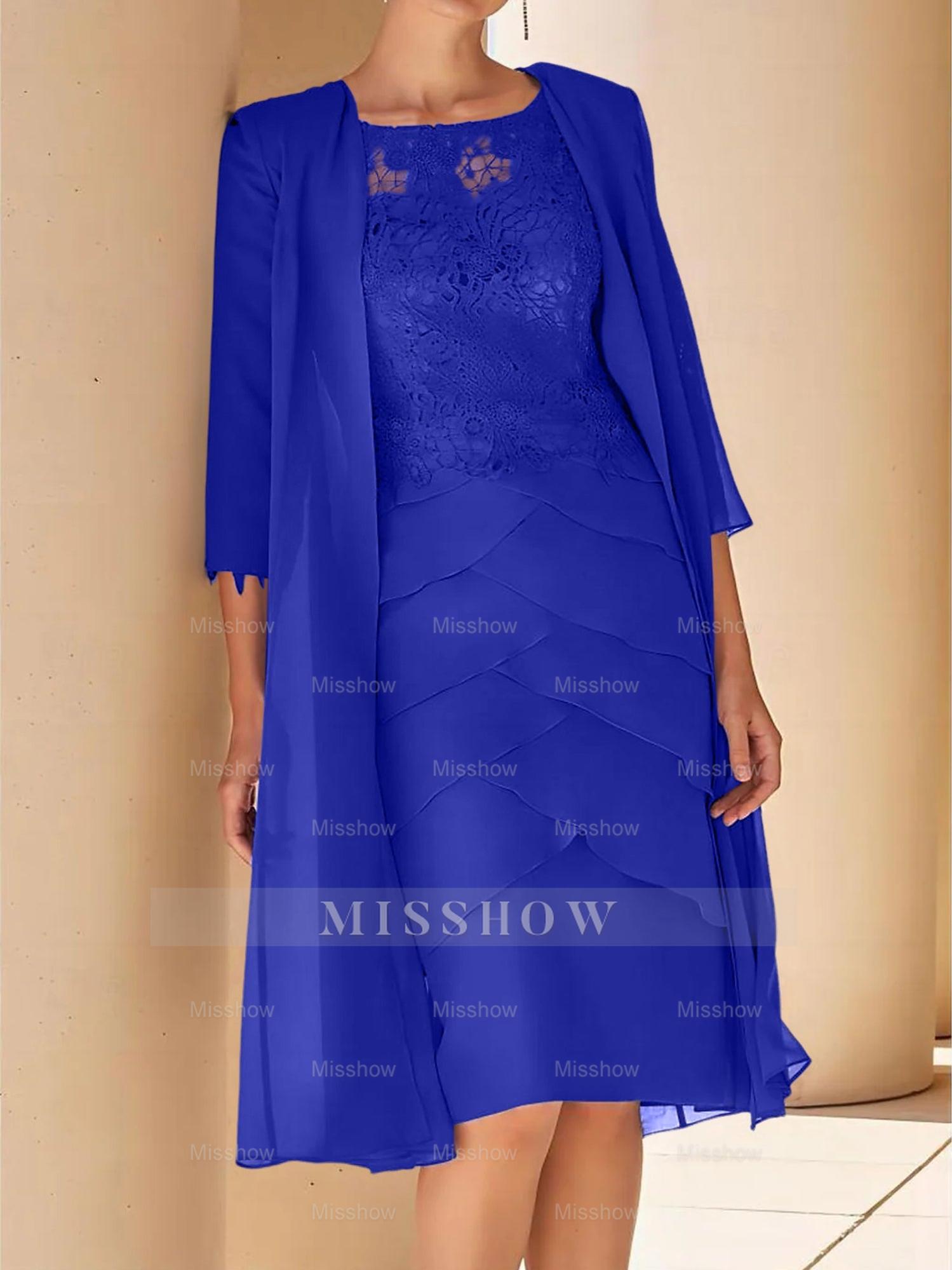 Short Sleeve Knee-Length Lace Sheath Dress for the Mother of the Bride