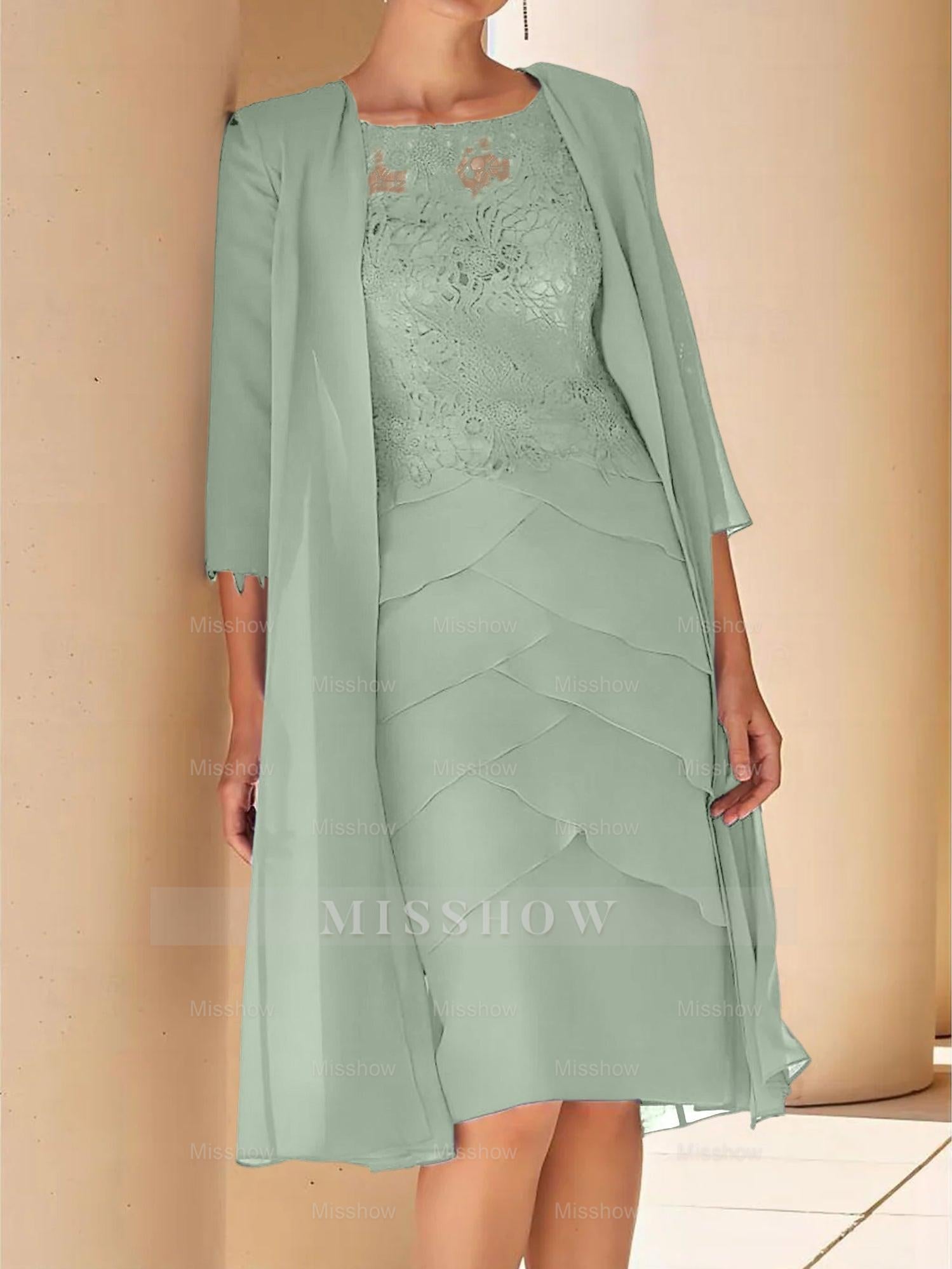 Short Sleeve Knee-Length Lace Sheath Dress for the Mother of the Bride