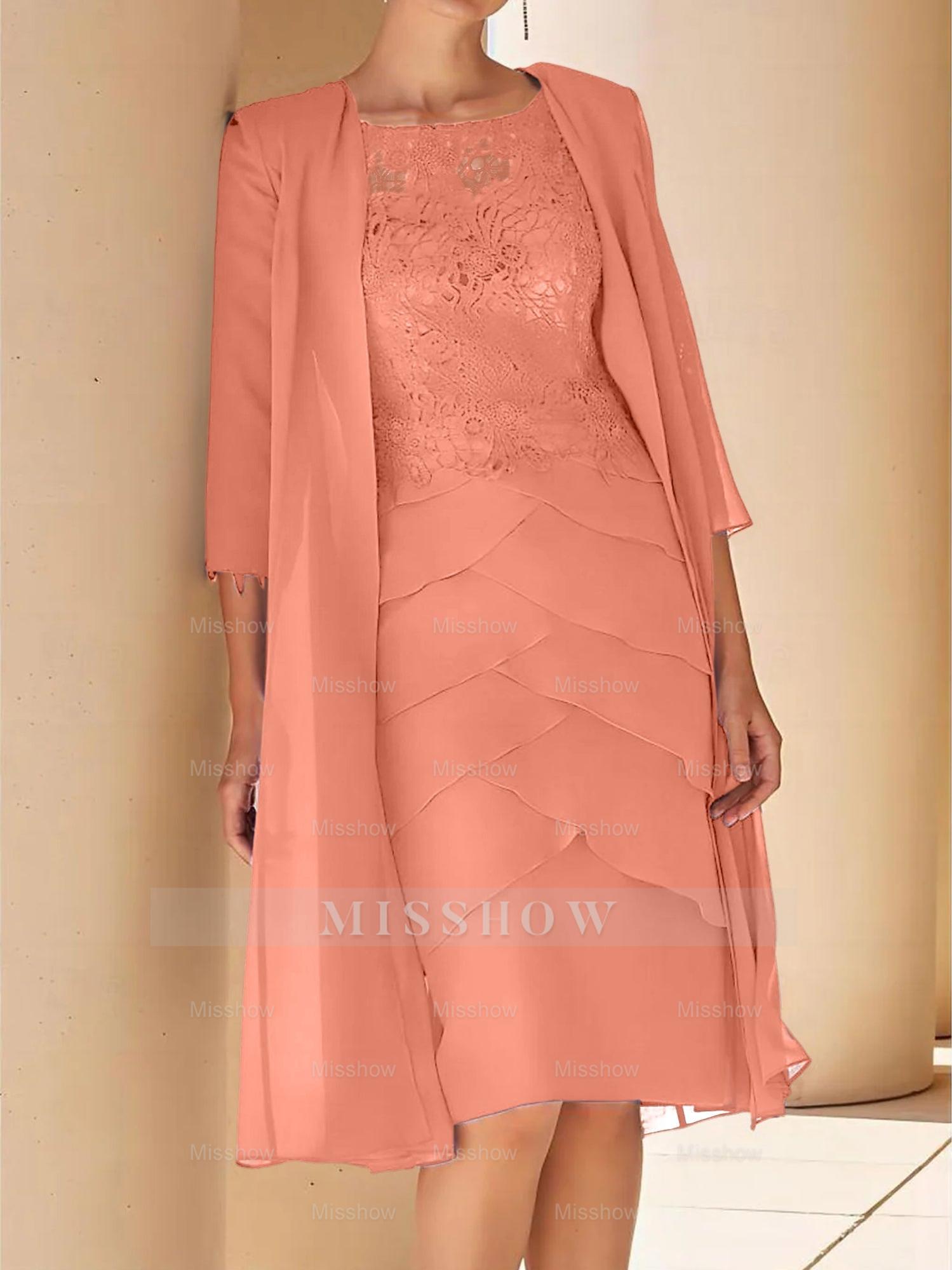 Short Sleeve Knee-Length Lace Sheath Dress for the Mother of the Bride