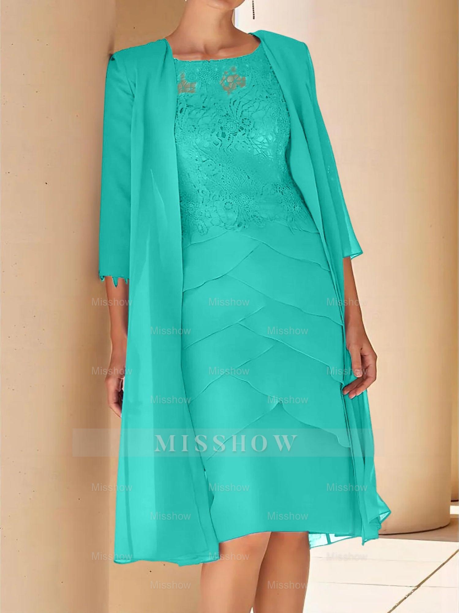 Short Sleeve Knee-Length Lace Sheath Dress for the Mother of the Bride