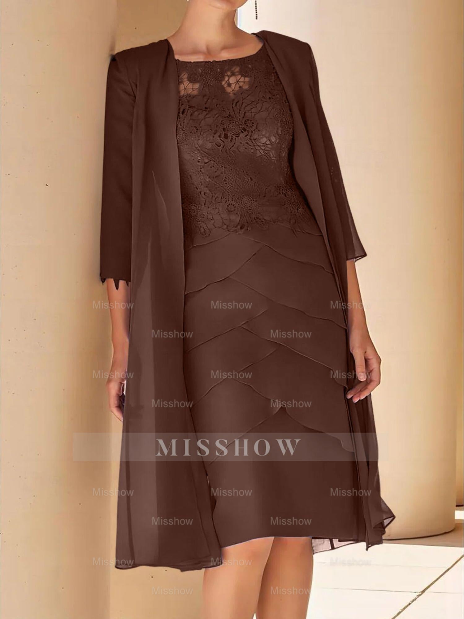 Short Sleeve Knee-Length Lace Sheath Dress for the Mother of the Bride