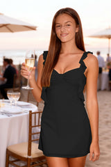 Simple Dark Green Bodycon Mini Party Dress with Ruffles