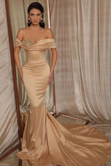 Simple Long Mermaid Prom Evening Dresses with Glitter