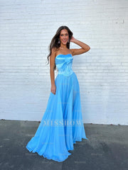 Simple Red A-line Strapless Chiffon Prom Dress with Bow