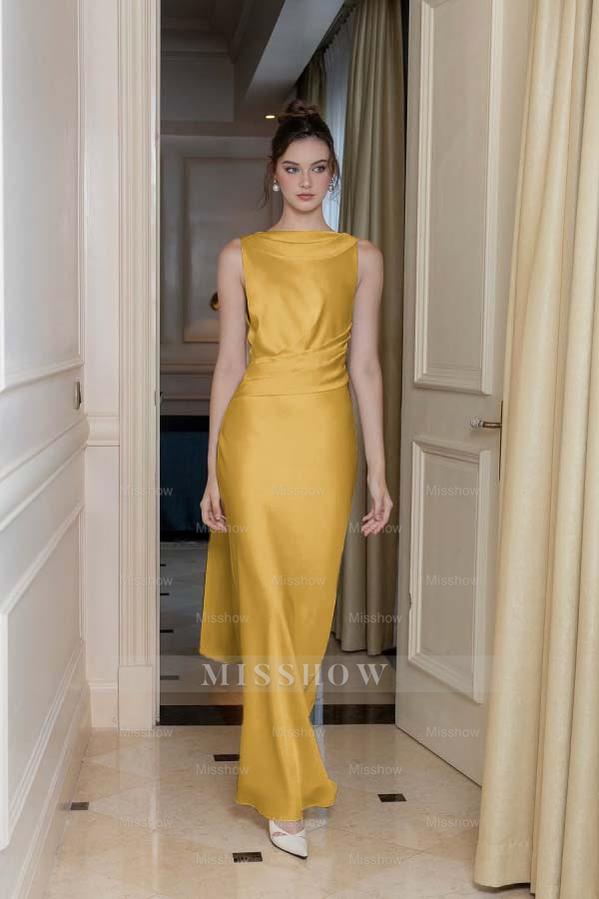 Simple Sleeveless Long High Split Formal Dress With Beading