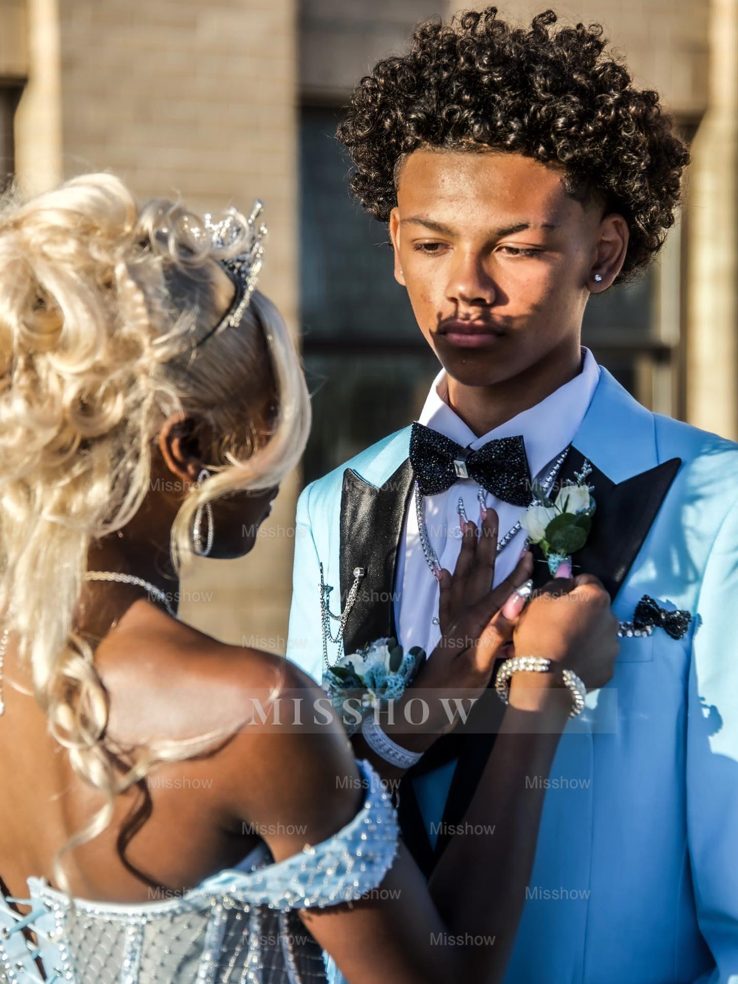 Light blue sweetheart beaded ball gown prom dress