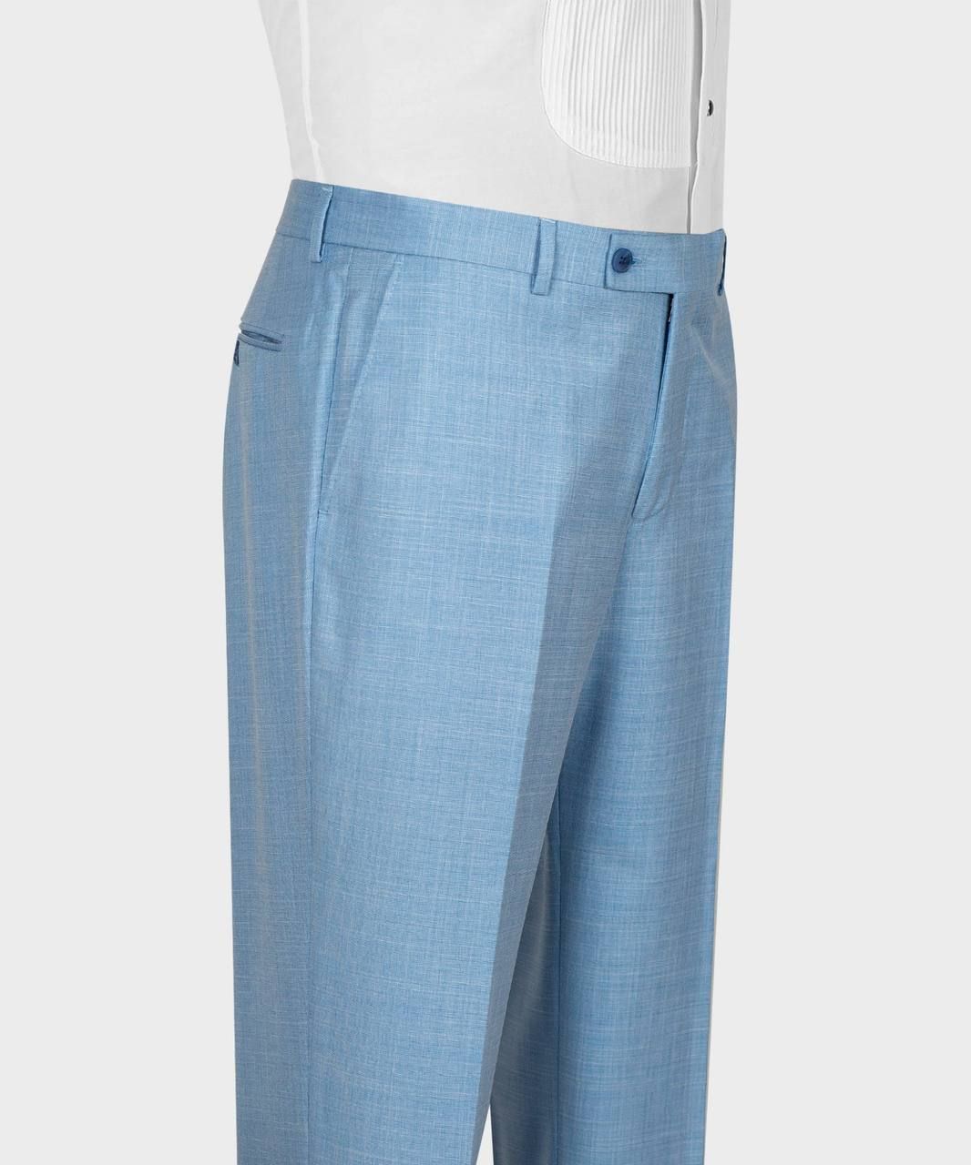 Sky Blue Bespoke Three-Piece Suit with Peaked Lapel for Men