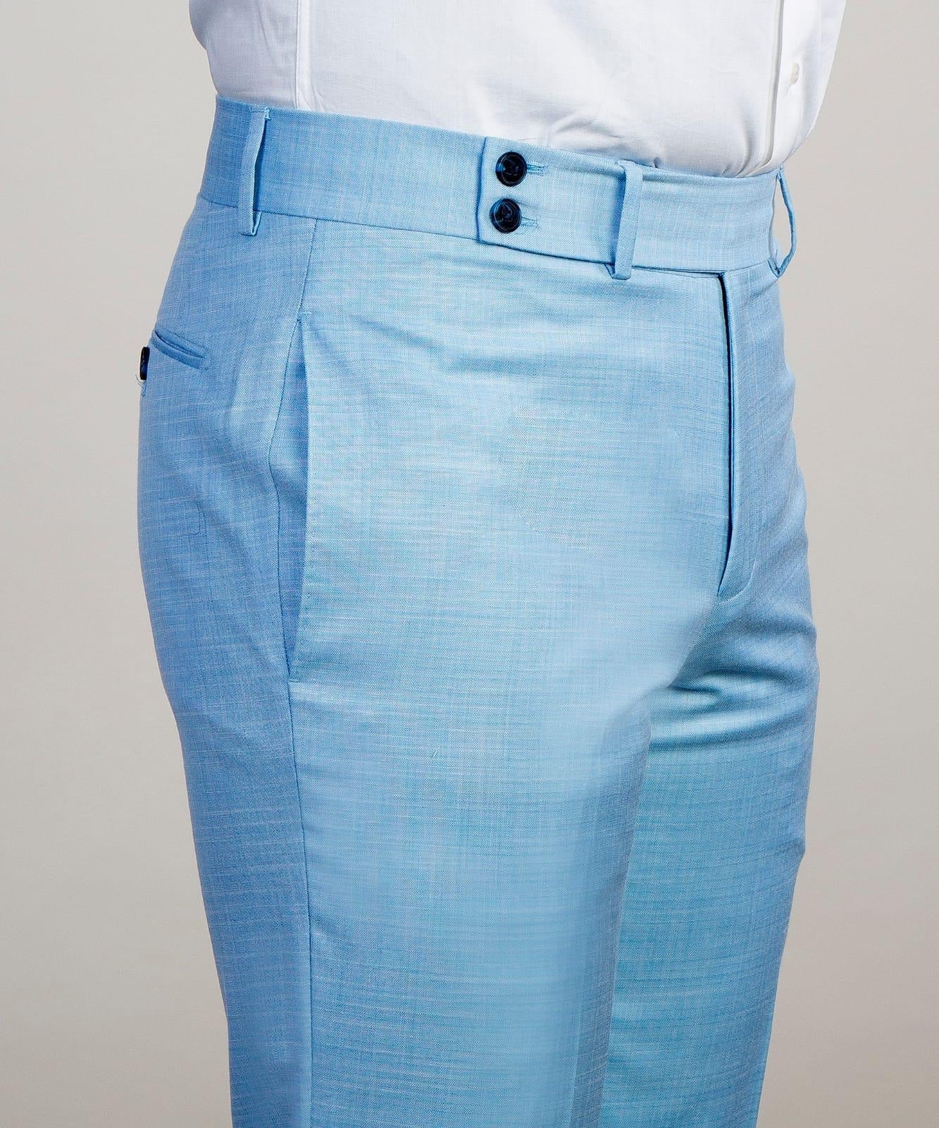 Sky Blue Latest Peak Lapel Double Breasted Two-Piece Prom Suits