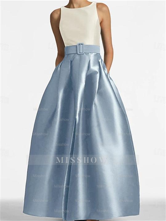 Sleeveless Floor-Length A-Line Princess Mother of the Bride Dress with Belt