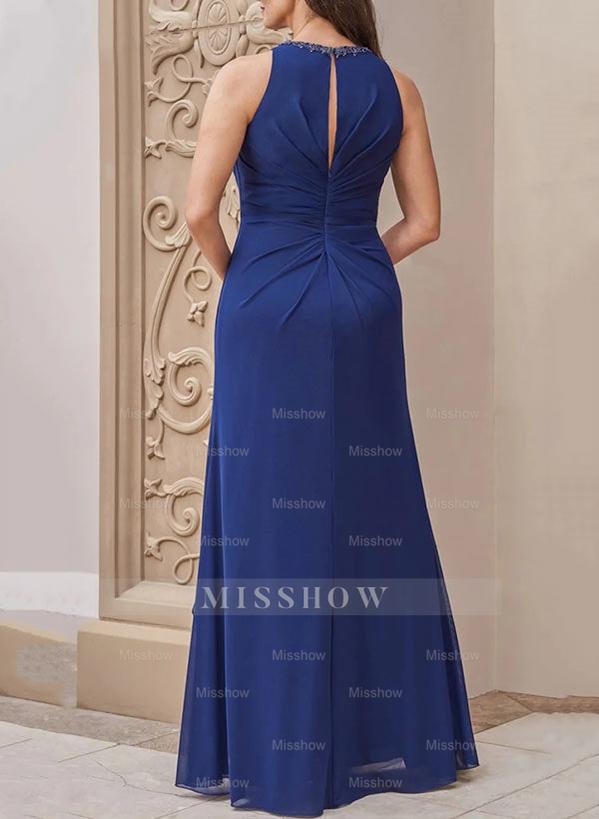 Sleeveless Floor-Length A-Line Princess Scoop Neck Mother of the Bride Dress with Sash