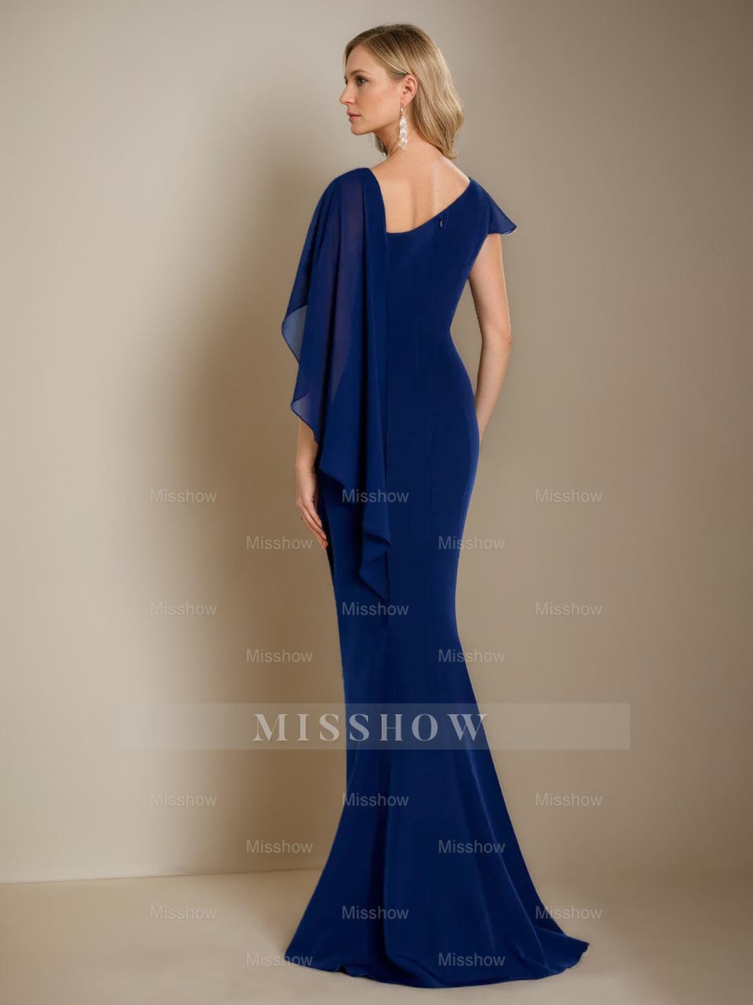 Sleeveless Floor-Length Bateau Neck Mermaid/Trumpet Mother of the Bride Dress