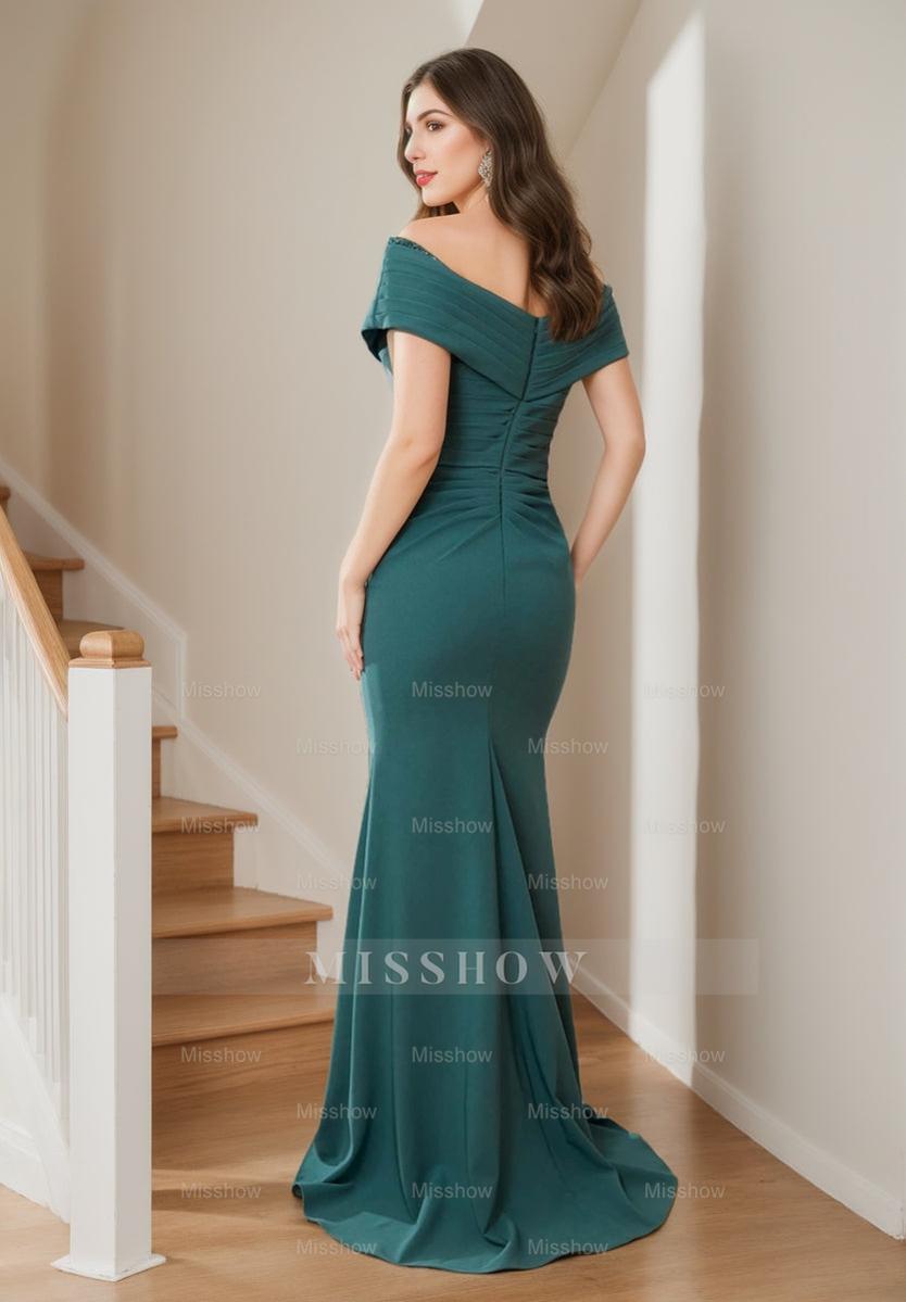 Sleeveless Floor-Length Mother of the Bride Sheath Dress with Ruffles and Side Split
