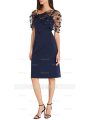 Sleeveless Knee-Length Mother of the Bride Dress with Spaghetti Straps and Watteau Train