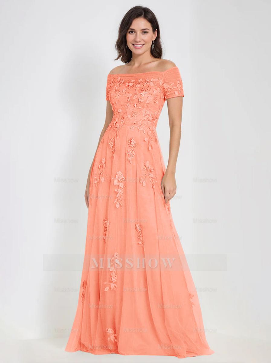 Sleeveless Off-the-Shoulder A-Line Dresses for Mother of the Bride & Groom with Appliques