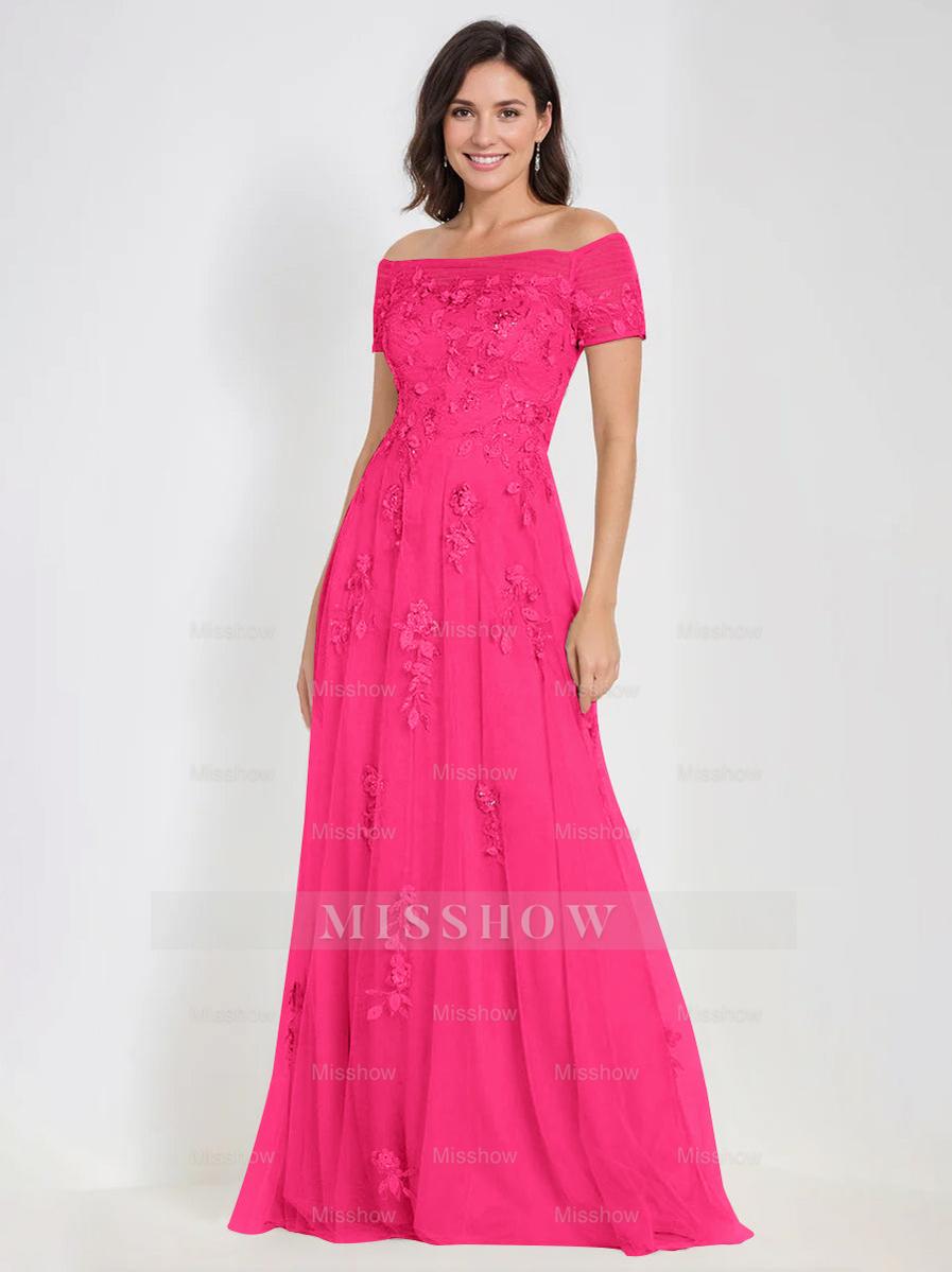 Sleeveless Off-the-Shoulder A-Line Dresses for Mother of the Bride & Groom with Appliques