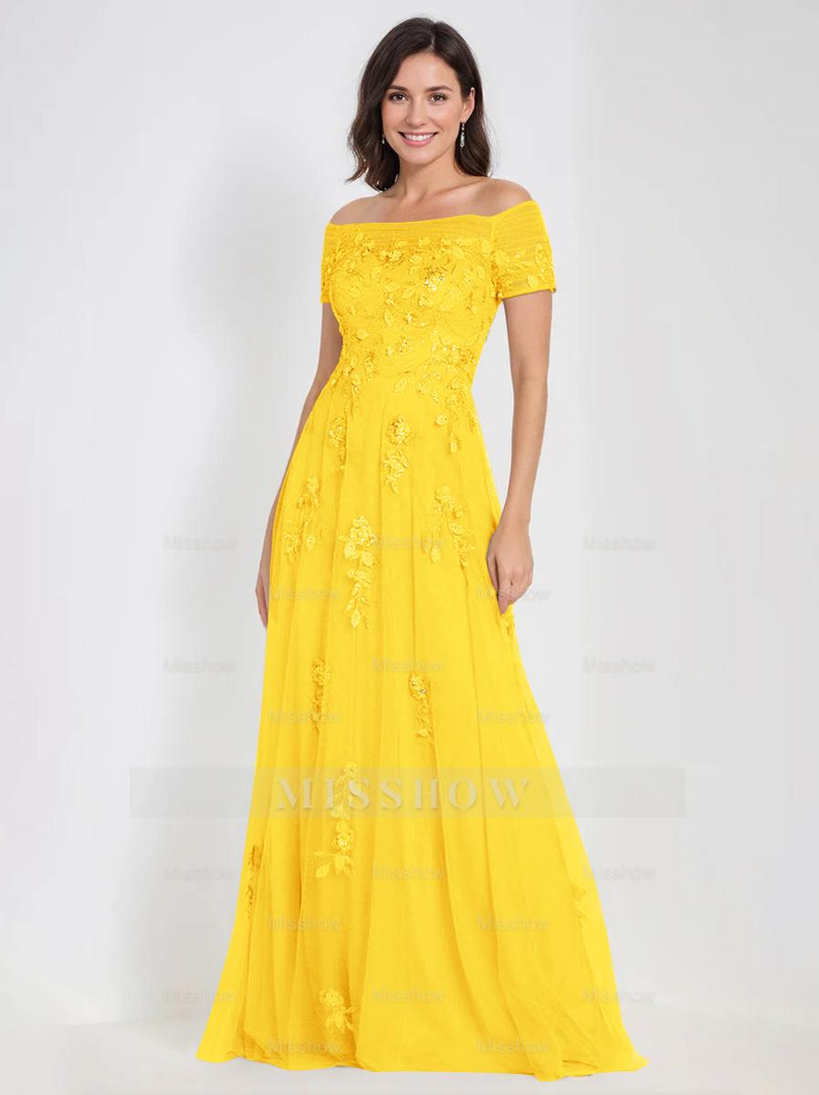 Sleeveless Off-the-Shoulder A-Line Dresses for Mother of the Bride & Groom with Appliques