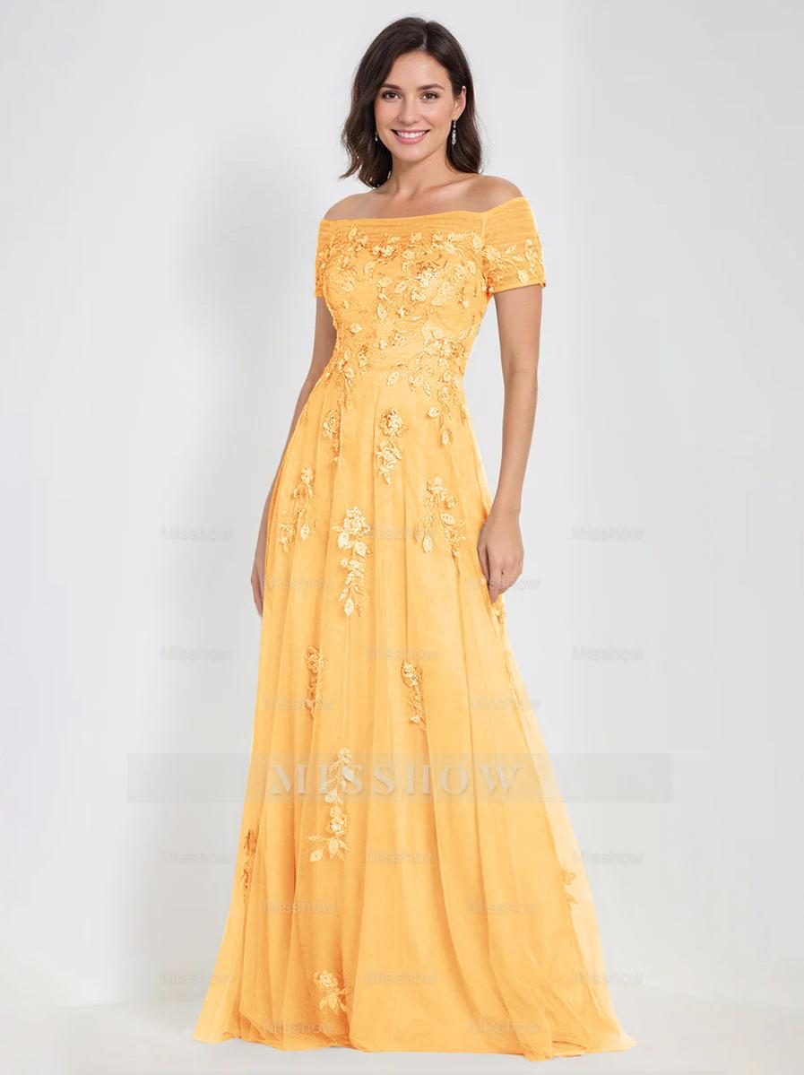 Sleeveless Off-the-Shoulder A-Line Dresses for Mother of the Bride & Groom with Appliques