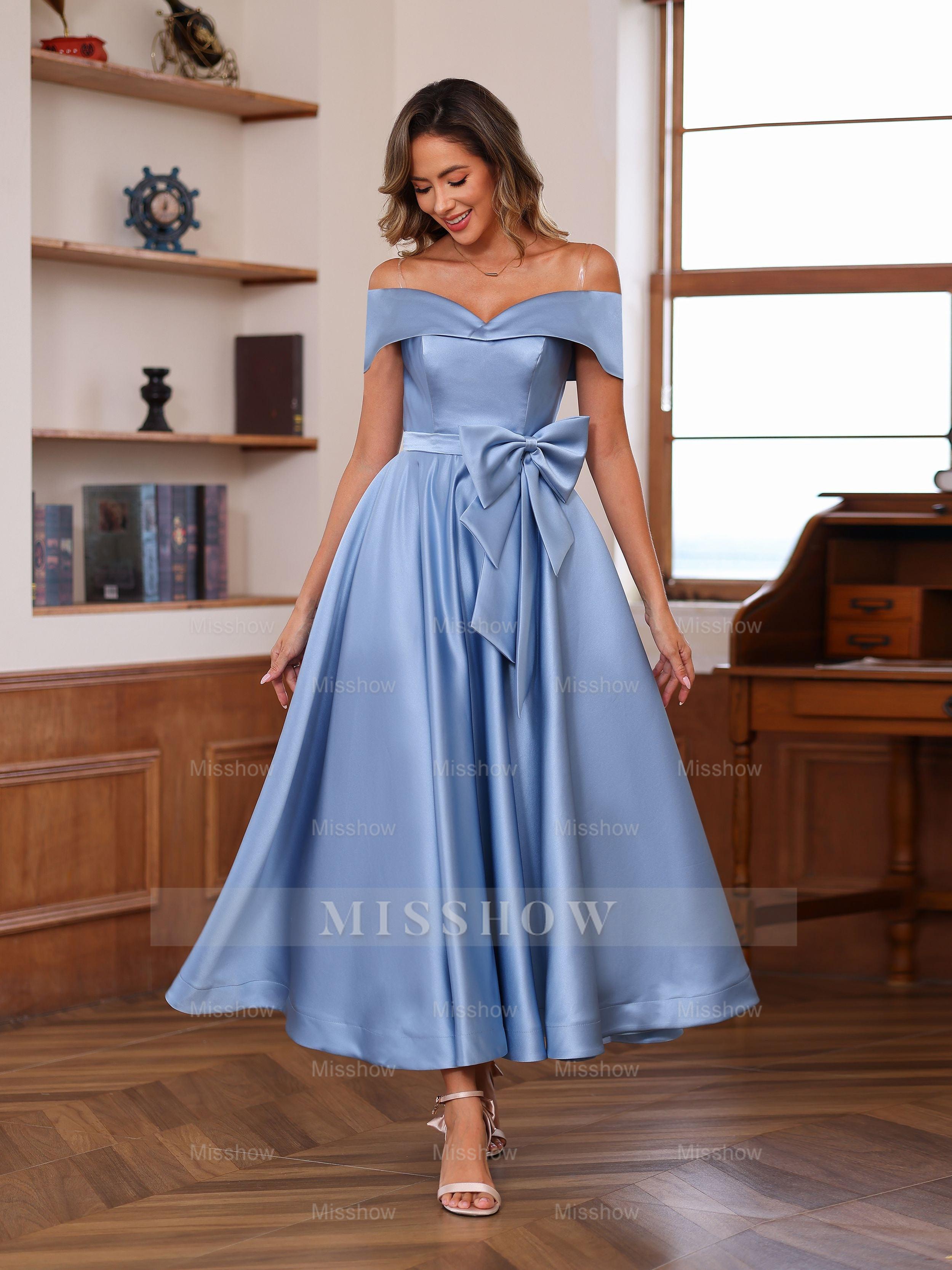 Sleeveless Off-the-Shoulder A-Line Mother of the Bride Dress with Pockets Princess Ankle-Length