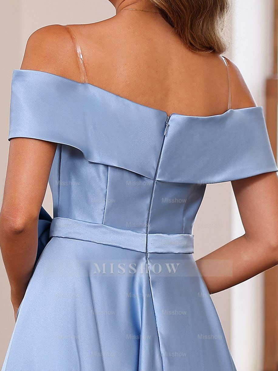 Sleeveless Off-the-Shoulder A-Line Mother of the Bride Dress with Pockets Princess Ankle-Length