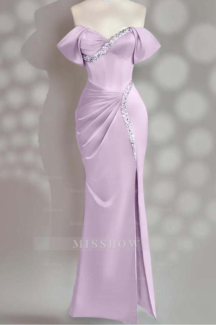 Sleeveless Off the Shoulder Long Mermaid Formal Dress With Beading